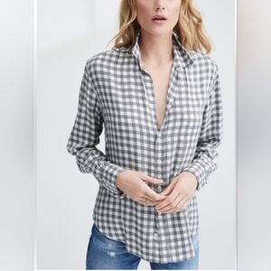 Frank & Eileen Gray and White Gingham Button-Up Shirt